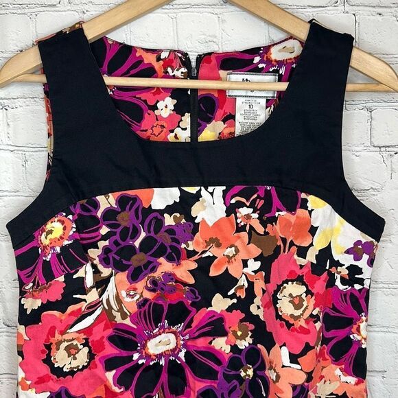 Dby Ltd. Women’s Multicolor Pink Black Floral Sleeveless Summer Dress size 10 - Picture 2 of 5
